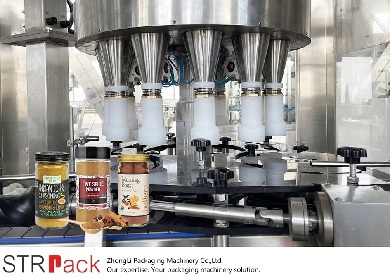 Ligne automatique de remplissage et de bouchage rotative à 12 têtes pour poudres et granulés fins